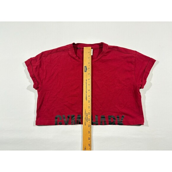 Gymshark Fraction Cropped T-shirt Womens Red Activewear Athleisure Tee Sz S - Picture 3 of 9